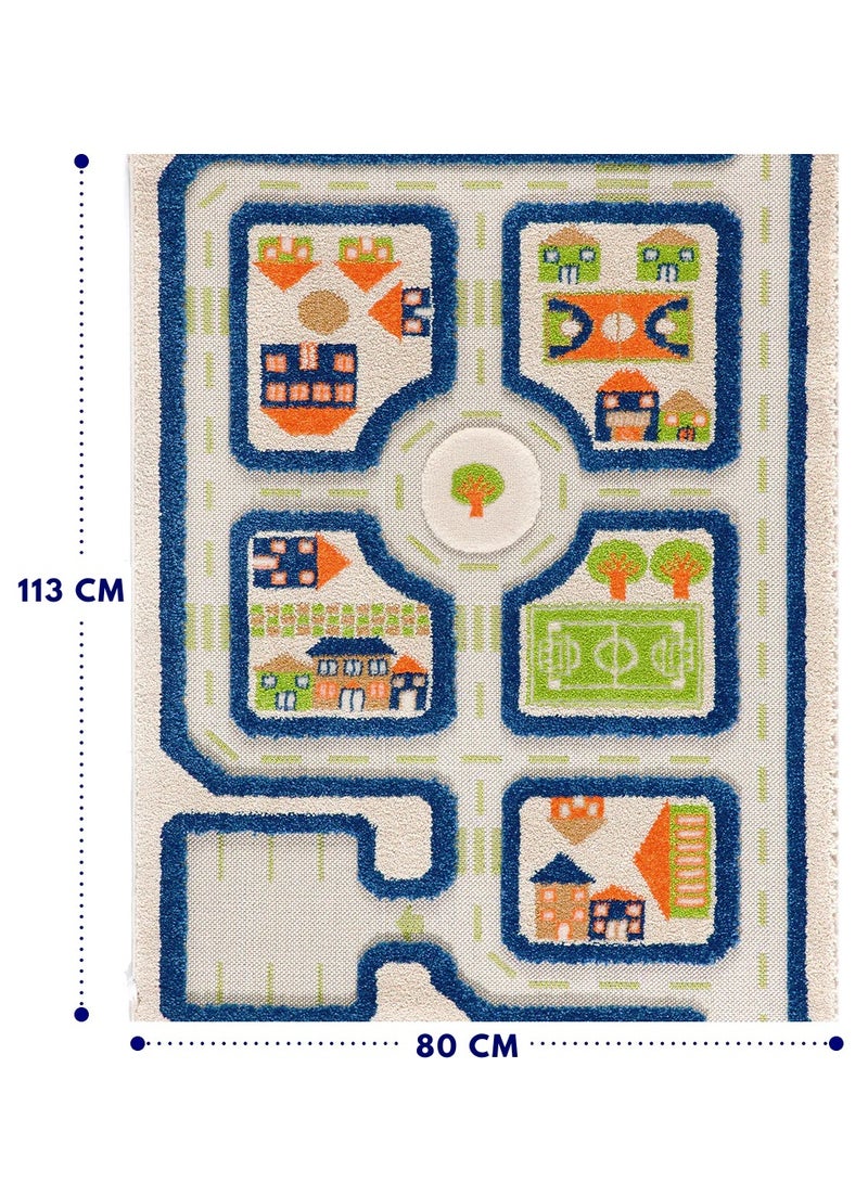 IVI 3D Play Carpet Traffic Design - Small | Blue | Activity Playmat for Kids & Children | Bedroom, Living Room, Nursery Rug | Polypropylene | Foldable | 113 cm x 80 cm - Image 2