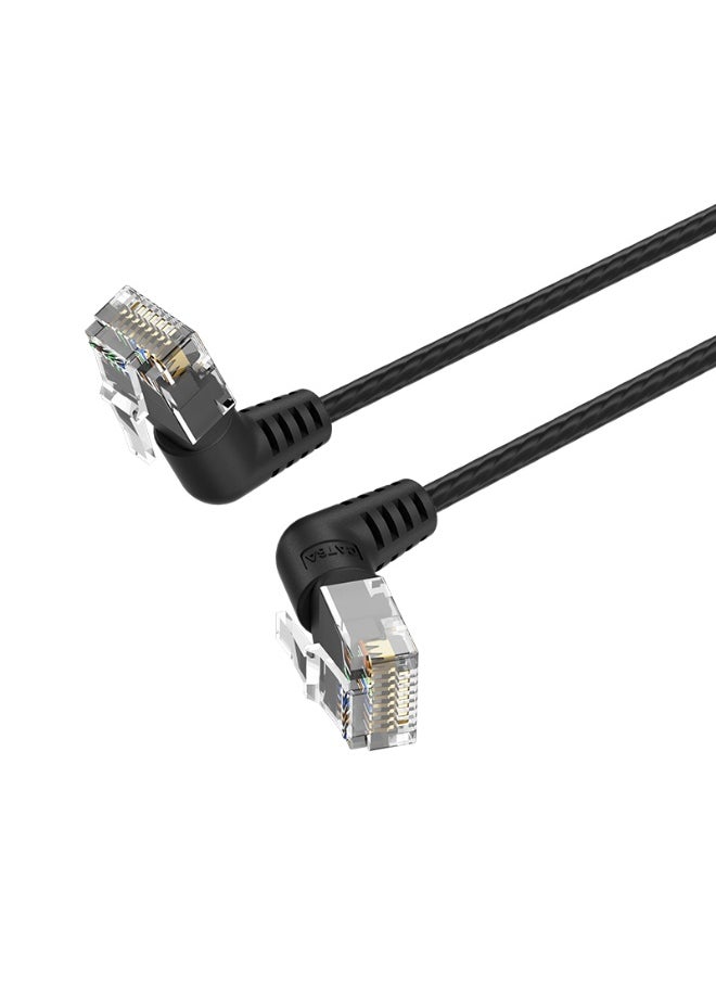 فينشن كابل توصيل إيثرنت UTP دوار بزاوية قائمة Cat6A من VENTION بطول 1 متر، أسود، نوع رفيع، موديل #IBOBF  - Image 1