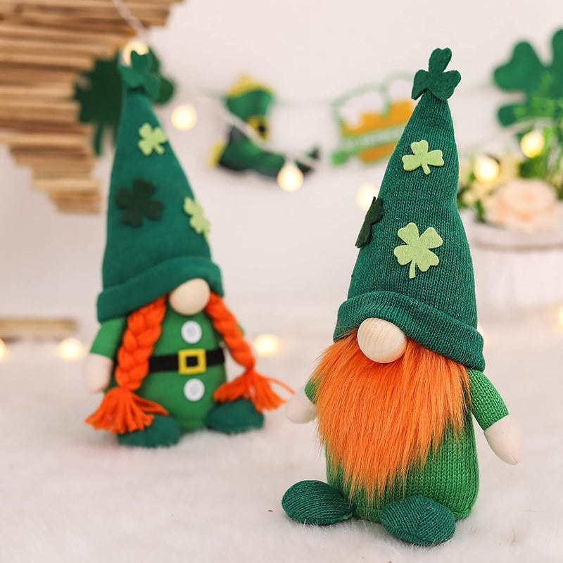 cheekyglo St. Patrick Doll Pendant, Irish Faceless Doll Rudolph Ornaments, Home Holiday Dwarf Decoration Doll, Spring Gnome Lucky Clover Hanging Ornament, Holiday Window Decoration - Image 4