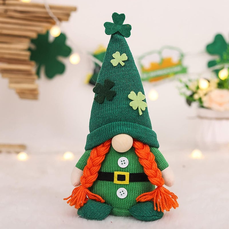 cheekyglo St. Patrick Doll Pendant, Irish Faceless Doll Rudolph Ornaments, Home Holiday Dwarf Decoration Doll, Spring Gnome Lucky Clover Hanging Ornament, Holiday Window Decoration - Image 1