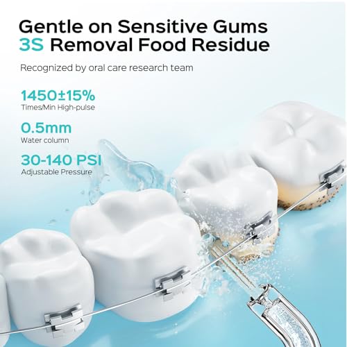 COSLUS Mini Water Flosser for Travel: Portable Lightweight Design Cordless Oral Irrigator with Removable Tank & 4 Modes, IPX7 Waterproof for Braces, Sensitive Teeth Travelers & Family Use, Green, T40 - Image 4