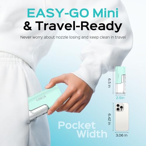 COSLUS Mini Water Flosser for Travel: Portable Lightweight Design Cordless Oral Irrigator with Removable Tank & 4 Modes, IPX7 Waterproof for Braces, Sensitive Teeth Travelers & Family Use, Green, T40 - Image 2