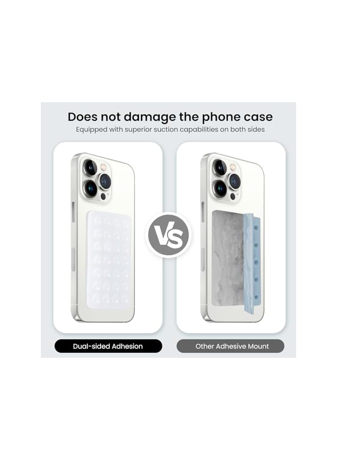 Green Tiger 2 Pack Silicone Double-Sided Suction Phone Case Detachable Mount for iPhone and Android Cellphones, Strong Adhesion Holder Hands Free for Selfies and Videos - Transparent - Image 2