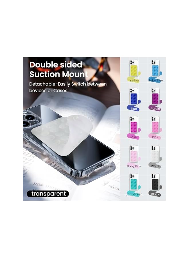 Green Tiger 2 Pack Silicone Double-Sided Suction Phone Case Detachable Mount for iPhone and Android Cellphones, Strong Adhesion Holder Hands Free for Selfies and Videos - Transparent - Image 4