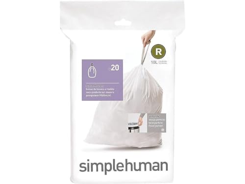 simplehuman Code R Custom Fit Drawstring Trash Bags, 10 Liter / 2.6 Gallon, 12 Refill Packs (240 Count) - Image 2