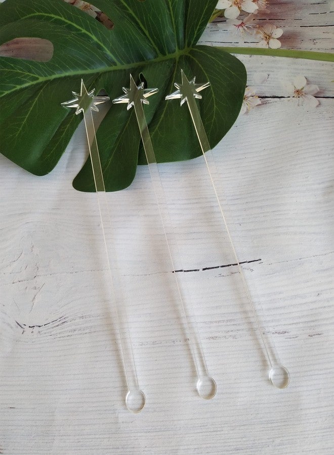 XIAOYUE Pack of 20 North Star Stir Sticks, Cocktail Drink Stir Sticks, Acrylic Mad Men Style Drink Stirrers for Party Decorations (Clear) - Image 1