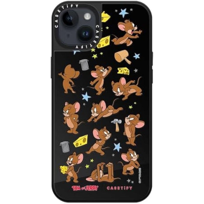 Casetify Mirror Case for iPhone 14 Plus 【Tom and Jerry Colab/Reflective / 4.9ft Drop Protection/Compatible with Magsafe】 - Jerry Pattern - Black on Black - Image 4