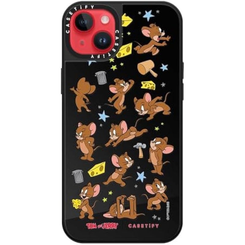 Casetify Mirror Case for iPhone 14 Plus 【Tom and Jerry Colab/Reflective / 4.9ft Drop Protection/Compatible with Magsafe】 - Jerry Pattern - Black on Black - Image 5
