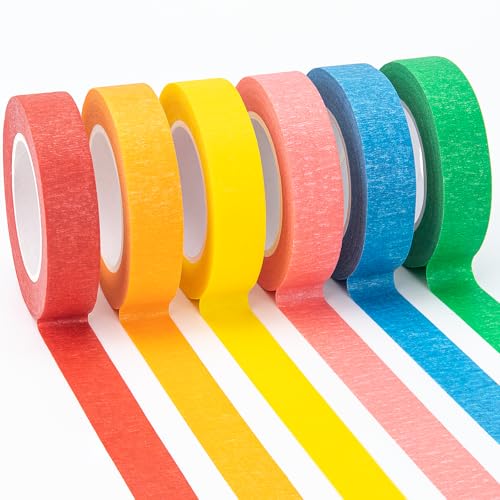 OWLKELA Colored Masking Tape 0.6" x 16 Yard Per Roll, 6 Rolls Rainbow Colors Painting Tapes, Painters Tape, Craft Tape, Labeling Tape, Paper Tape for Crafts & DIY Projects - Image 1