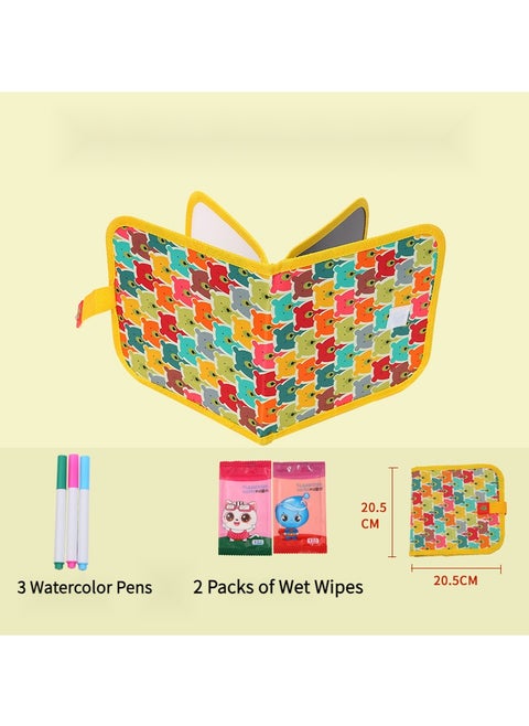6 Pages Portable Erasable Drawing Pad Reusable Sketchpad Painting Book with 3 Colored Erasable Pens for Kids Toddlers