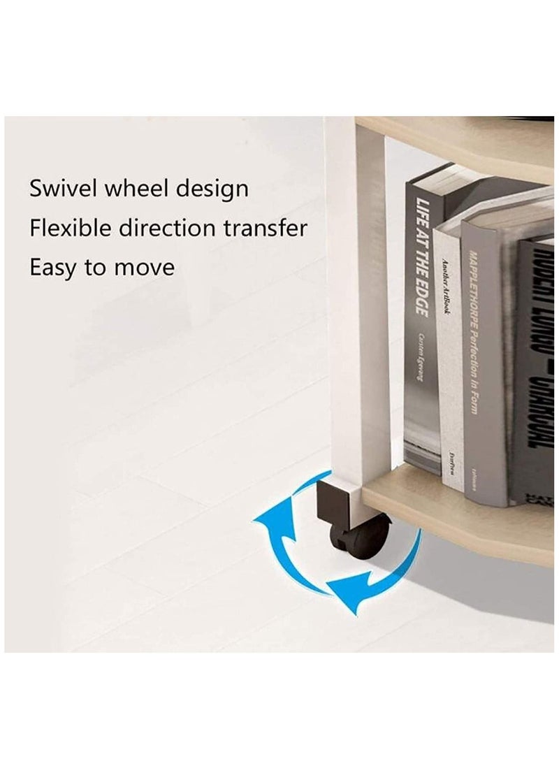 XiuWoo - 2 in 1 Height Adjustable Bedside Laptop Desk and Overbed Side End Table with Mobile Wheels and with Storage Shelves - Image 1