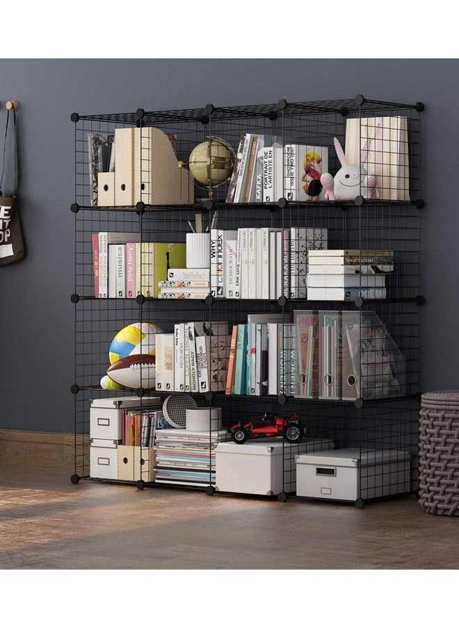 Generic - Wire Cube Storage 16 Cubes Organizer Metal Grids Storage Bookshelf Bookcase Closet Storage DIY Storage Shelves Multi-Use DIY Storage Cube Shelf for Books Toys Clothes Tools - Image 1