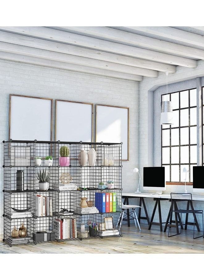 Generic - Wire Cube Storage 16 Cubes Organizer Metal Grids Storage Bookshelf Bookcase Closet Storage DIY Storage Shelves Multi-Use DIY Storage Cube Shelf for Books Toys Clothes Tools - Image 1