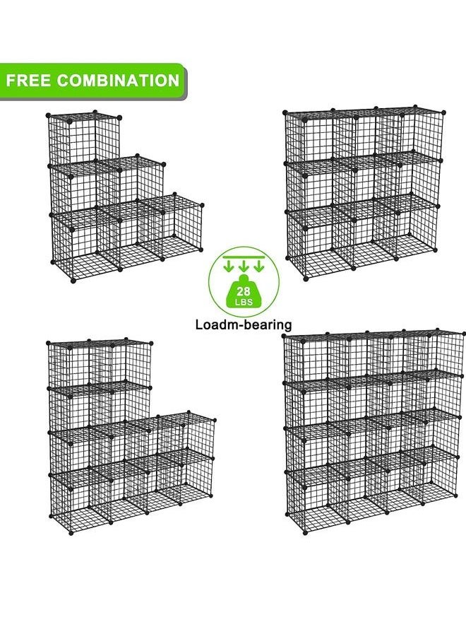 Generic - Wire Cube Storage 16 Cubes Organizer Metal Grids Storage Bookshelf Bookcase Closet Storage DIY Storage Shelves Multi-Use DIY Storage Cube Shelf for Books Toys Clothes Tools - Image 1