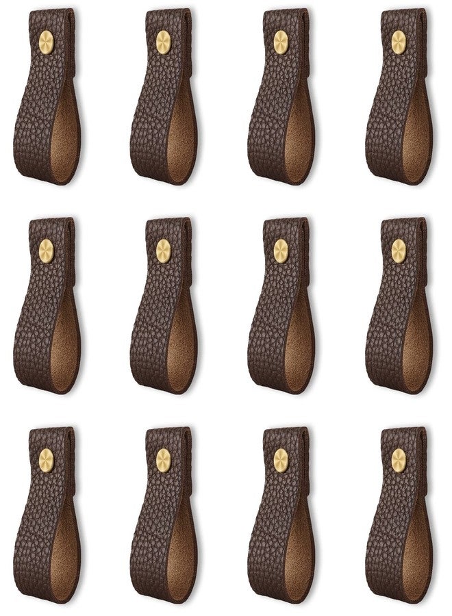 ANJUU Leather Drawer Pulls, 12 Pcs Leather Pulls Handles, Handmade Leather Knobs Cabinet Hardware Drawer Pulls for Dresser Cabinet Drawer Doors and Closet (Cocoa) - Image 1