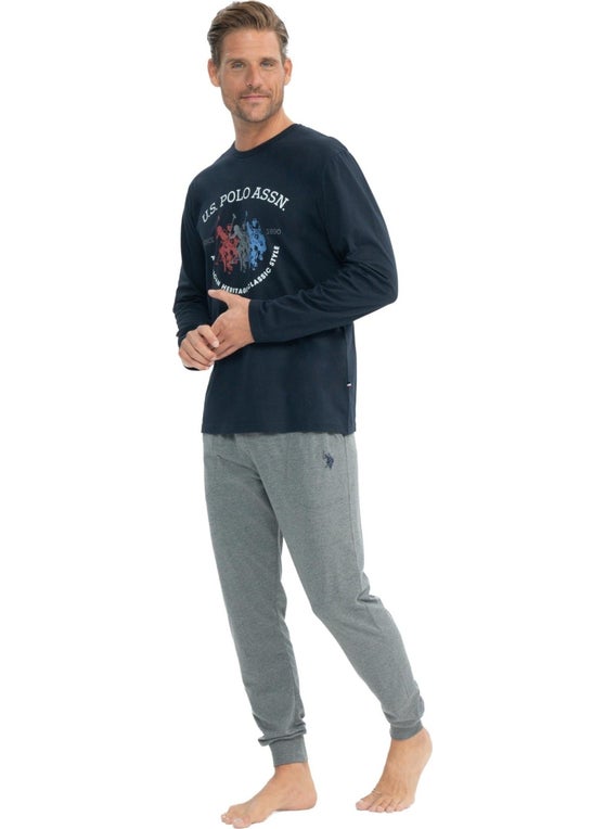 U.S. Polo Assn. BASE. Polo Assn. Men's Navy Blue Round Collar Pajama Set  - Image 2