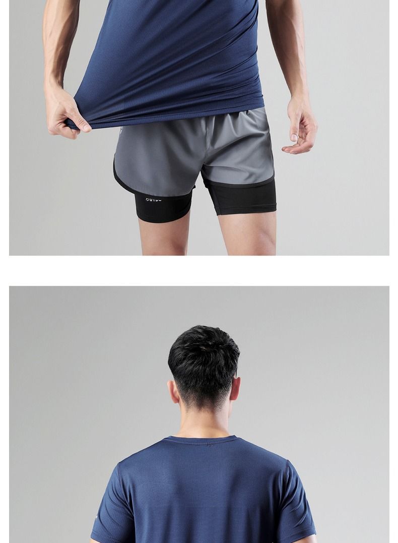 UTDOORWEAR تي شيرت رياضي قصير الأكمام للرجال صيفي جديد بتقنية الإحساس بالبرودة سريعة الجفاف للياقة البدنية والجري والترفيه - Image 2