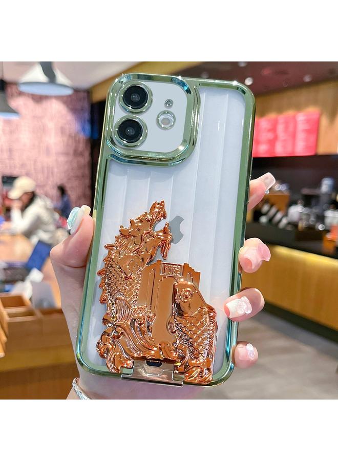 S-TOP Case For iPhone 11 Electroplated Carp Leaping Dragon Gate Pattern TPU Phone Case - Image 1