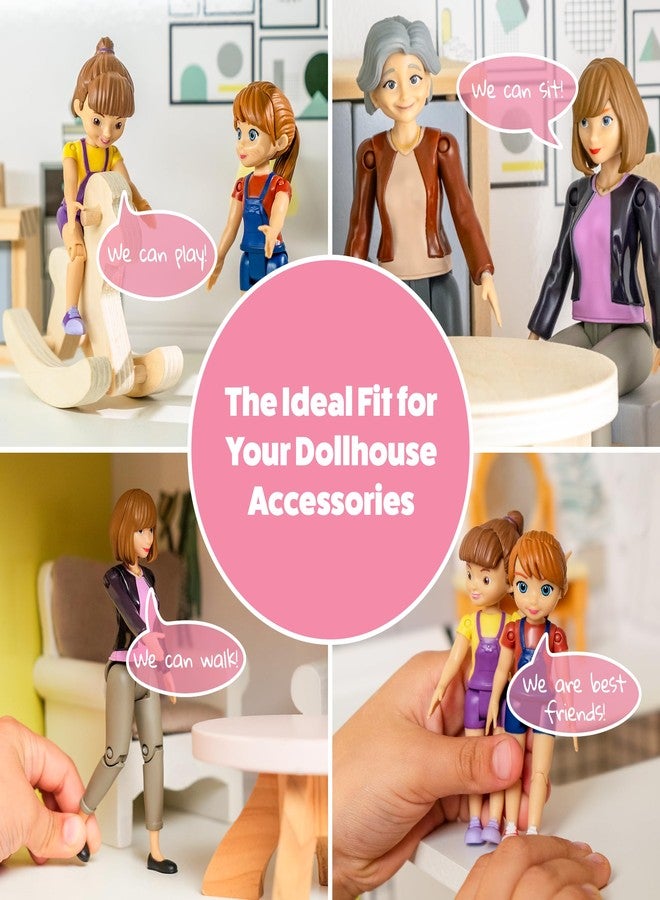 TOMLEON Dollhouse People, Bendable Dollhouse Family Set - 9 Poseable Figures Including Grandpa, Grandma, Mom, Dad, Sister, Brother, Cousins, and a Baby Girl - Perfect for Dollhouse Play and Imaginative Fun - Image 2