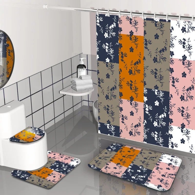 Y&D Summer Anne's  Retro Bohemian Style Bathroom 4PCS Set Shower Curtain Rug Set - Image 1