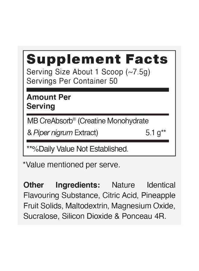 مسل بلايز كريم كرياتين أحادي الهيدرات من MuscleBlaze Micronised (بنكهة البطيخ، 0.826 رطل / 375 جرام) - Image 2