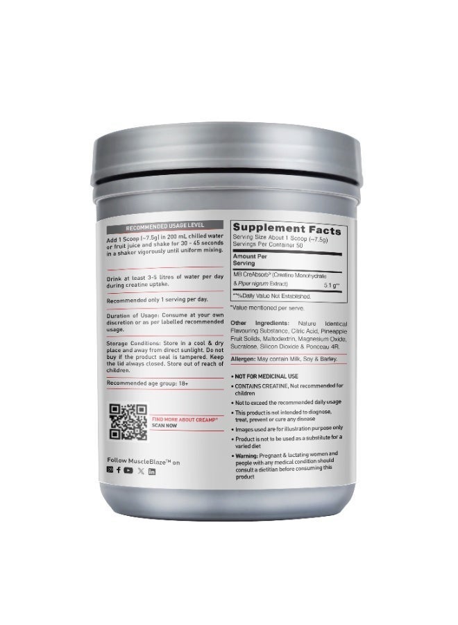 Muscleblaze Micronised Creatine Monohydrate Creamp (Watermelon Kool Aid, 0.826Lbs / 375G)