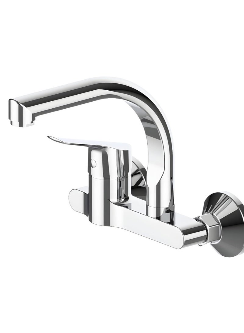 Modern Wall-Mounted Faucet – 215x308x209mm Zinc Alloy Tap, Sleek Chrome Finish, Contemporary Design for Bathroom or Kitchen - Image 1