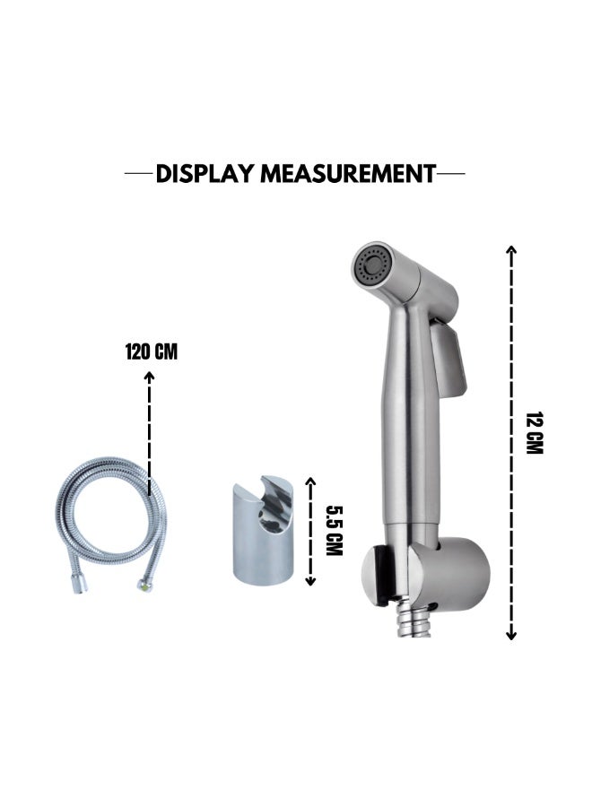 في ماكس مجموعة شطاف مرحاض 3 قطع، رشاش بيديه (شطاف) للمرحاض مع خرطوم من الفولاذ المقاوم للصدأ بلون كروم، فضي - Image 3