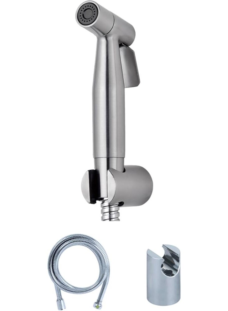 في ماكس مجموعة شطاف مرحاض 3 قطع، رشاش بيديه (شطاف) للمرحاض مع خرطوم من الفولاذ المقاوم للصدأ بلون كروم، فضي - Image 2