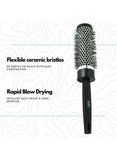 Scarlet Line Professional Large Small Blow Dry Hot Curling Round Hair Styling Brush With Plastic Handle For Men N Women_Black N White_44 Mm  - Image 2