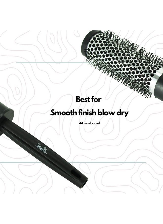 Scarlet Line Professional Large Small Blow Dry Hot Curling Round Hair Styling Brush With Plastic Handle For Men N Women_Black N White_44 Mm  - Image 5