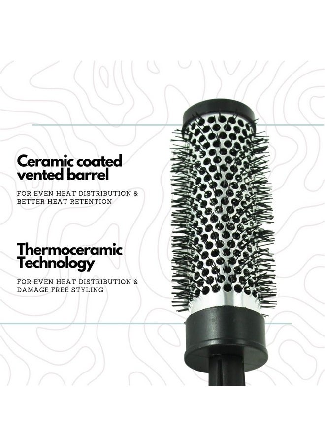 Scarlet Line Professional Large Small Blow Dry Hot Curling Round Hair Styling Brush With Plastic Handle For Men N Women_Black N White_44 Mm  - Image 3