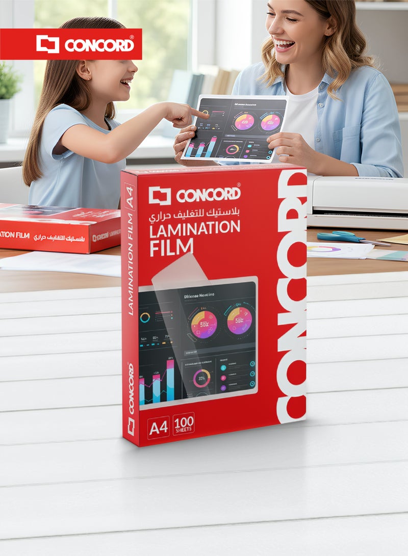 كونكورد أغلفة تغليف حراري A4، مقاس 216 × 303 مم، عدد 100 ورقة - Image 4
