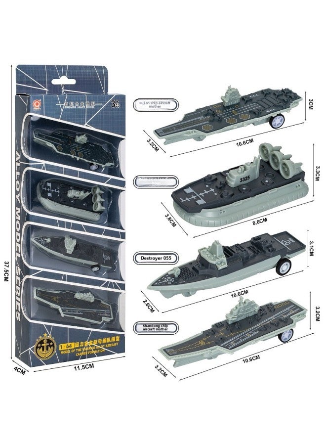 Children Alloy Toy Harmony Series Electric Train Model Magnetic Connection Simulation Backpack Set Kids Aged 4-6-Color:Xt8834-1:64 Aircraft Carrier Model-box  - Image 1