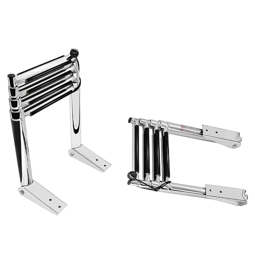 Haida 4 Step Telescoping Boat Ladder Folding Pontoon Dock Ladder, Stainless Steel Swimming Stepladder for Boat Ship Yacht Marine, Rated to 400 Pounds - Image 1