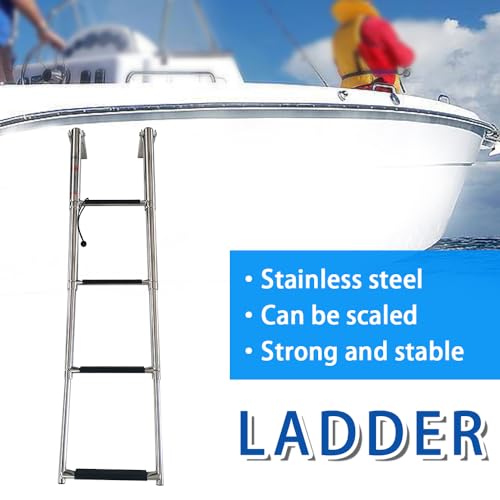 Haida 4 Step Telescoping Boat Ladder Folding Pontoon Dock Ladder, Stainless Steel Swimming Stepladder for Boat Ship Yacht Marine, Rated to 400 Pounds - Image 4