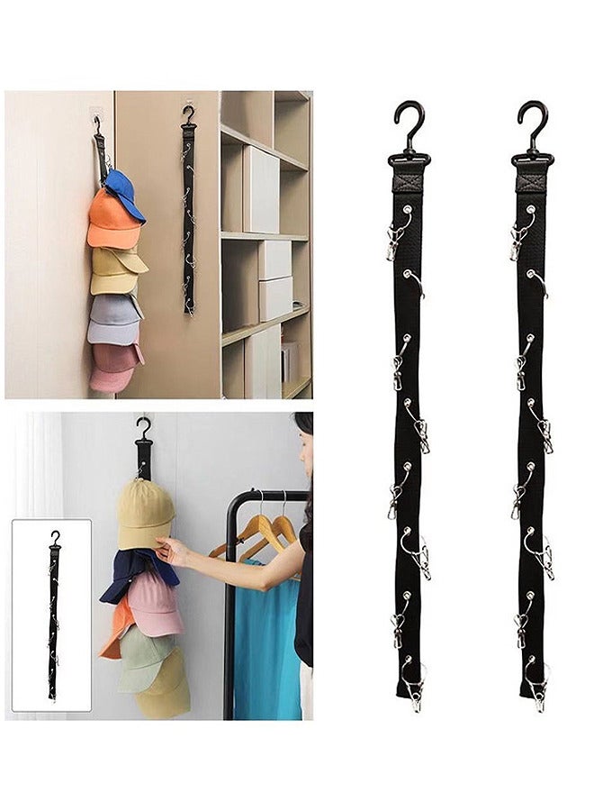 Depend 2 Pack Baseball Cap Rack, Hold Up To 8 Caps, Fitted Caps Sun Hats Organizer, Hat Storage Hanger For Closet Rod, Wall, Door, Clothes Rack, Easy Storage Racks and Hats, Black  - Image 1