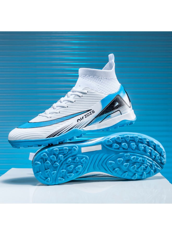 High-Top Soccer Shoes for Boys and Girls, Adult Turf TF Training Shoes, Breathable Anti-Slip Long Stud Professional Sports Shoes