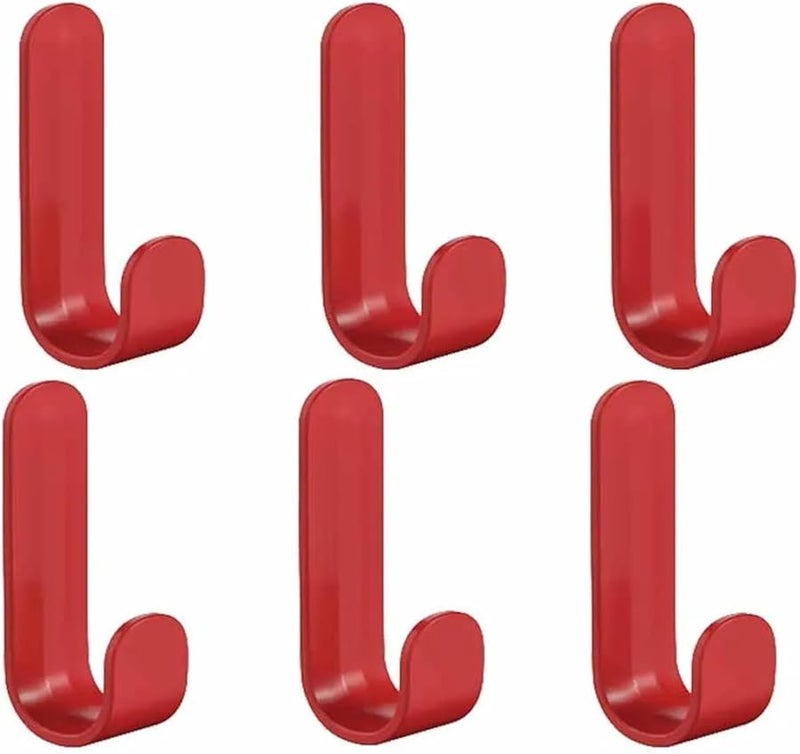 خطافات حمراء ذاتية اللصق 48 قطعة، خطافات حائط قوية للمناشف والأبواب والمفاتيح والحقائب وحامل المعاطف، منظِّم للمطبخ والحمام والمنزل - Image 2