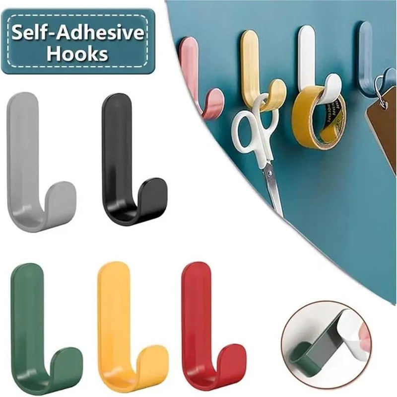 خطافات حمراء ذاتية اللصق 48 قطعة، خطافات حائط قوية للمناشف والأبواب والمفاتيح والحقائب وحامل المعاطف، منظِّم للمطبخ والحمام والمنزل - Image 4