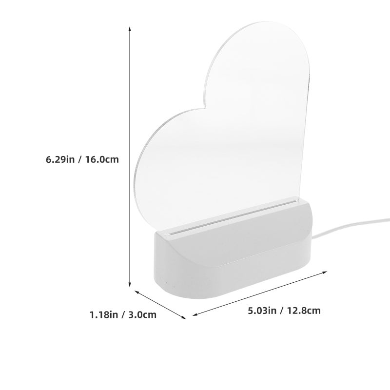 1 Set Message Board With Marker Heart Shaped Glow Writing Tablet Kids Adults Night Light Erasable Whiteboard With Stand Portable Memo Board For Office School - Image 3