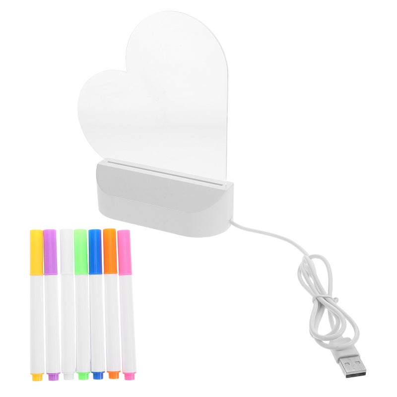 1 Set Message Board With Marker Heart Shaped Glow Writing Tablet Kids Adults Night Light Erasable Whiteboard With Stand Portable Memo Board For Office School - Image 5