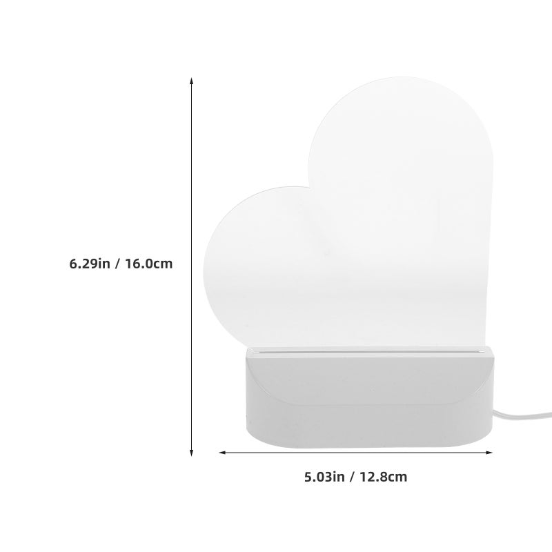 1 Set Message Board With Marker Heart Shaped Glow Writing Tablet Kids Adults Night Light Erasable Whiteboard With Stand Portable Memo Board For Office School - Image 4