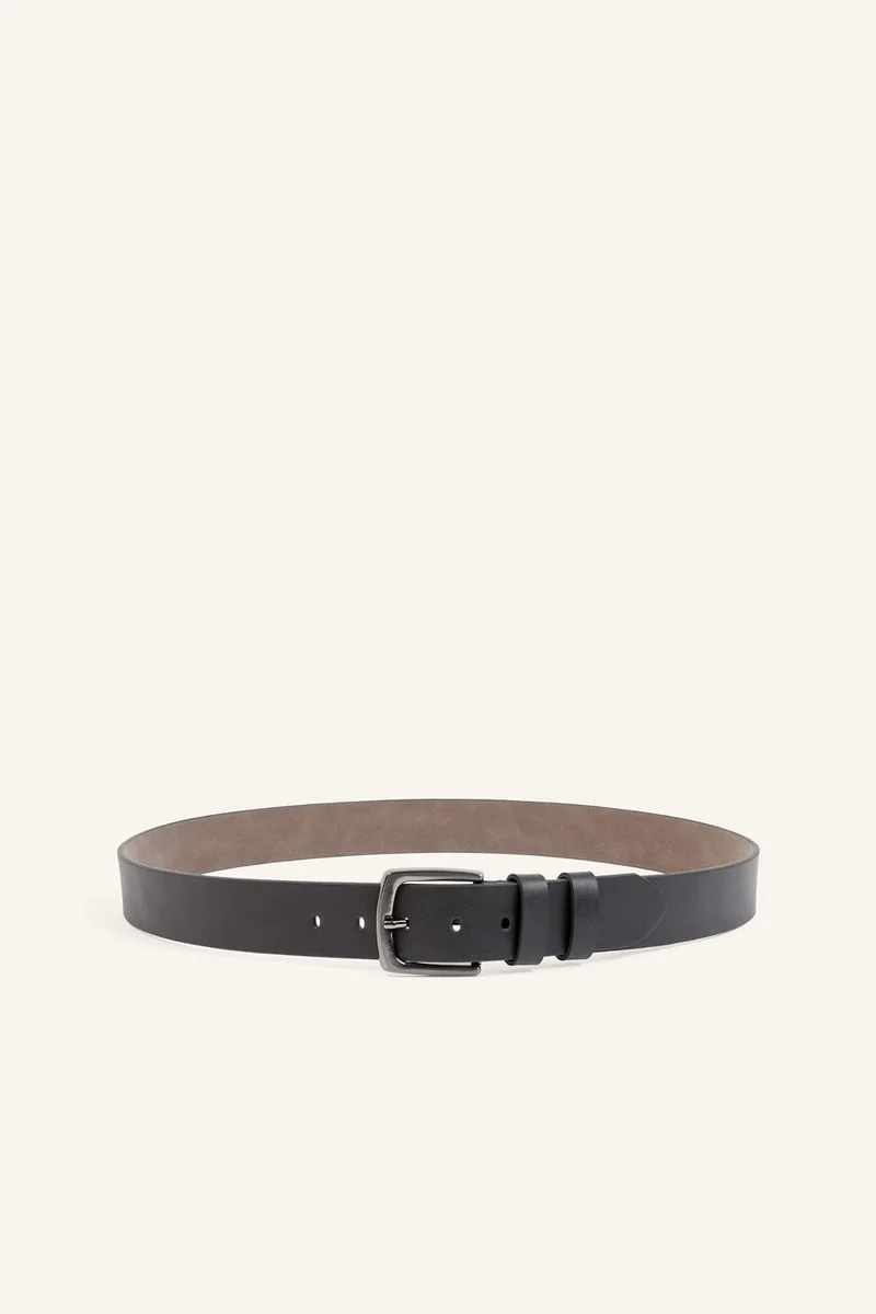 Man Rectangle Clasp Faux Leather Classic Belt