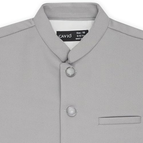 CAVIO Boys Grey Solid Nehru Jacket - Image 2