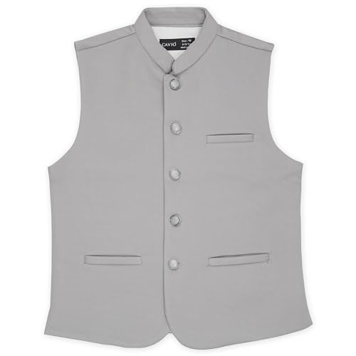 CAVIO Boys Grey Solid Nehru Jacket - Image 1