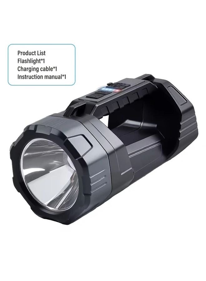 1pc Ultra Bright LED Spotlight Flashlight USB Rechargeable Portable Lantern with Shoulder Strap 3 Modes - Image 1