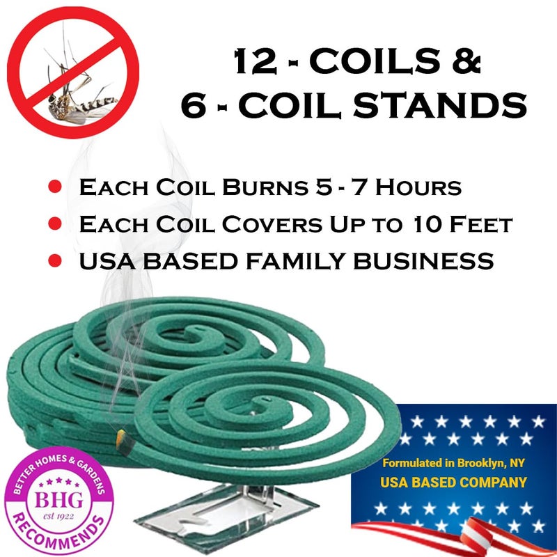 W4W Mosquito Repellent Coils - Outdoor Use Reaches Up to 10 feet - Each Burns for 5-7 Hours (Three Pack Contains 12 coils & 6 Stands) - Image 2