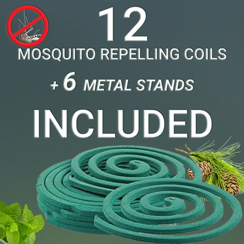W4W Mosquito Repellent Coils - Outdoor Use Reaches Up to 10 feet - Each Burns for 5-7 Hours (Three Pack Contains 12 coils & 6 Stands) - Image 4