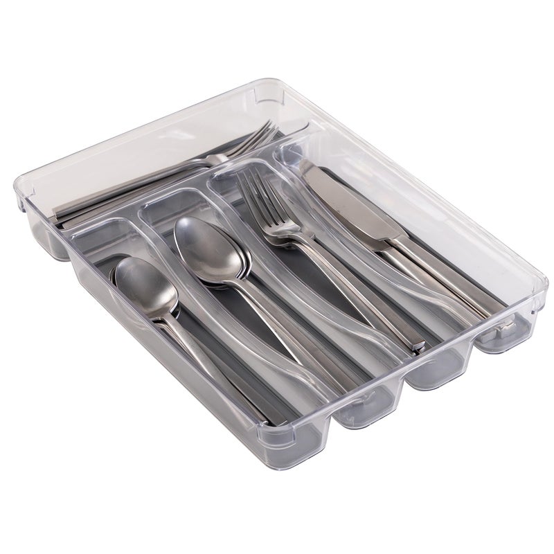 Kitchen Details 23195 Utensil and Cutlery Drawer Organizer Divider Tray Storage 5 Compartment Clear
